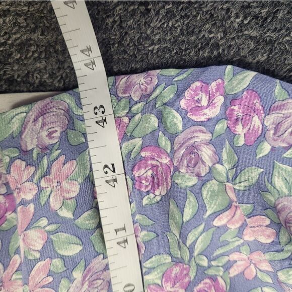 VINTAGE 70s dress blue floral puff sleeve button back rayon S - Picture 10 of 10